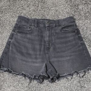 American Eagle Outfitters Black Frayed Hem Denim Shorts